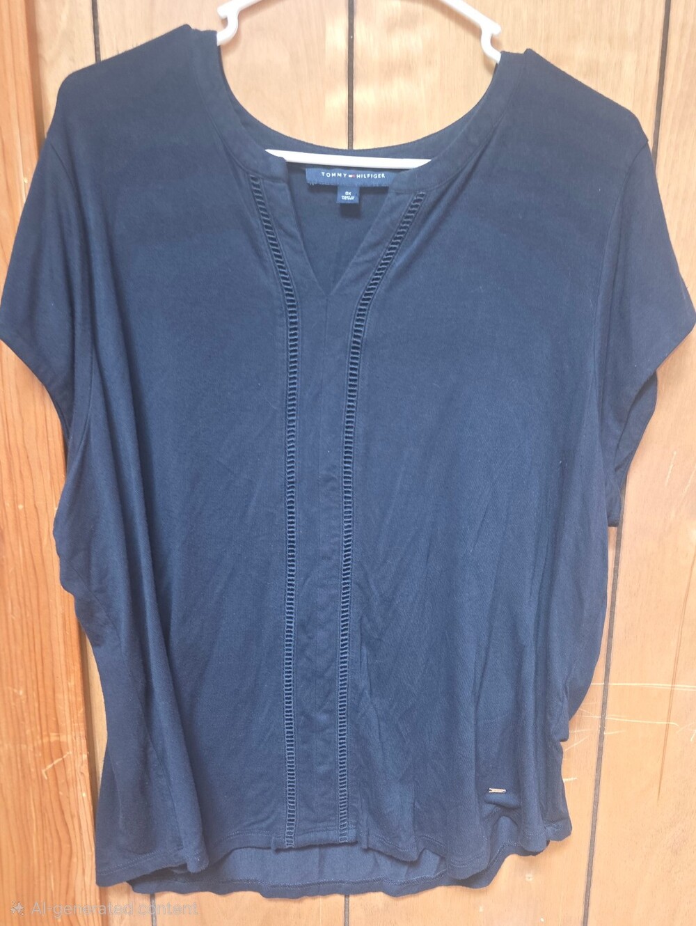 Tommy Hilfiger Navy Blue Short Sleeve Knit Top- Size- 0X